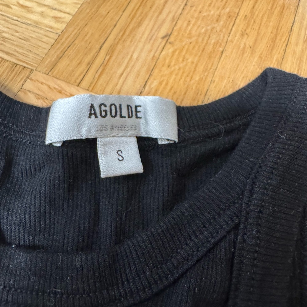 Agolde black Ribbed Knit bodysuit small